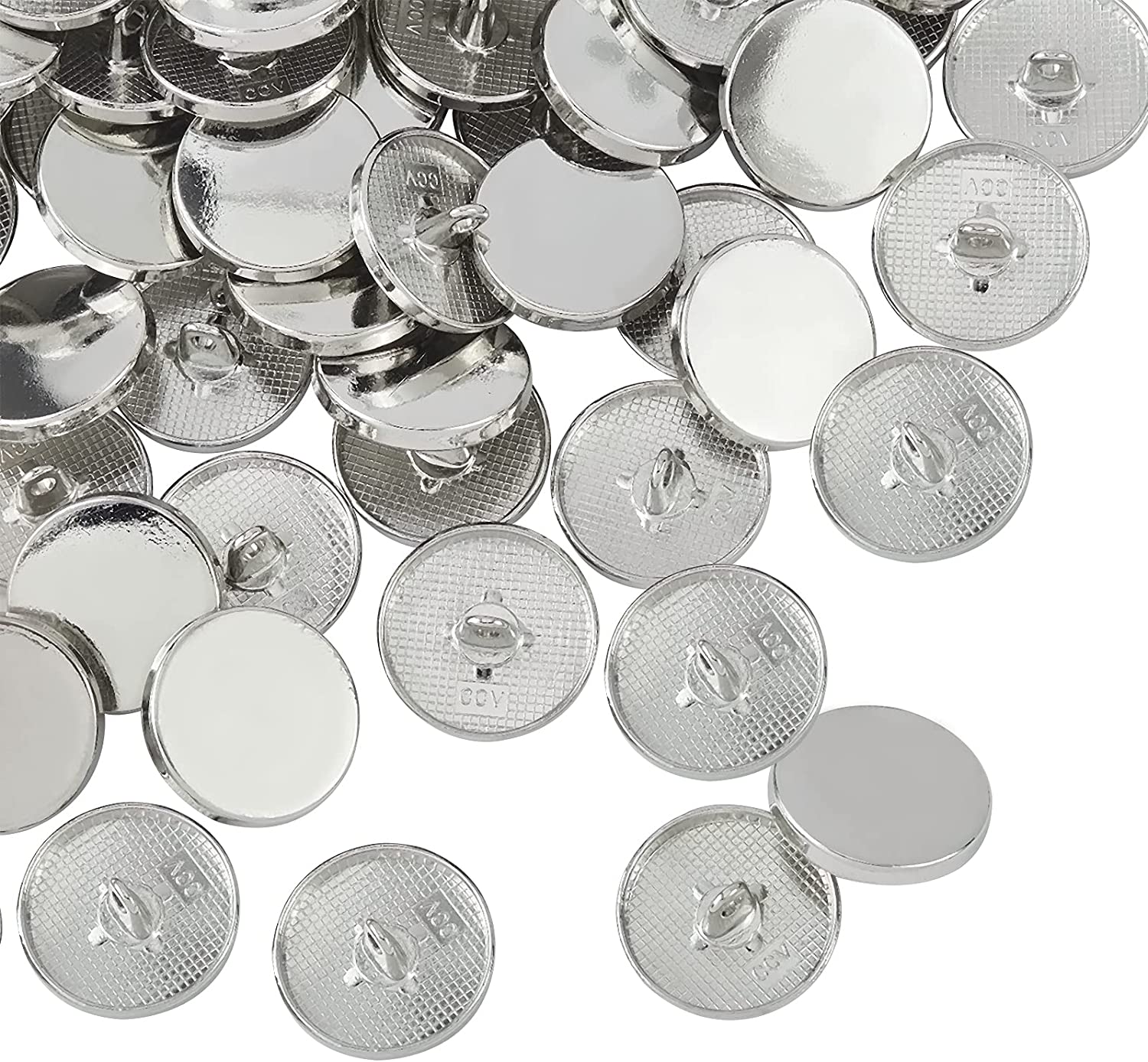 100pcs 20mm Metal Flat Buttons Alloy Shank Buttons for Sewing DIY Crafts  and Jewelry Making - Platinum